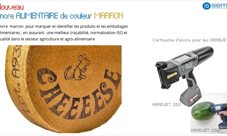 Encre alimentaire de couleur marron pour HANDJET